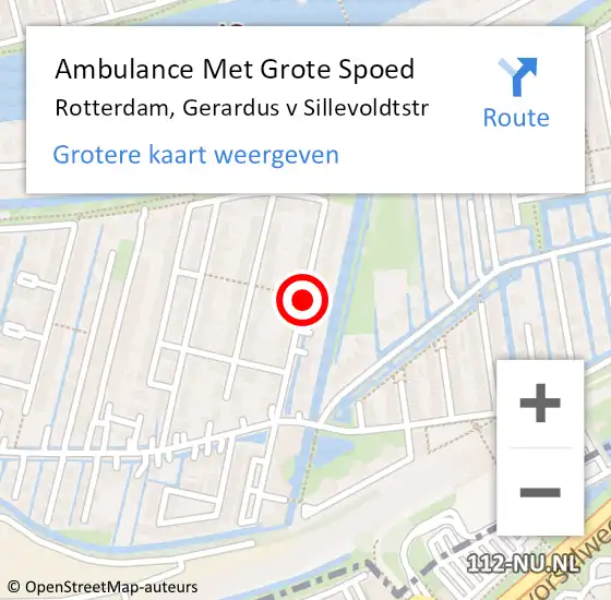 Locatie op kaart van de 112 melding: Ambulance Met Grote Spoed Naar Rotterdam, Gerardus v Sillevoldtstr op 28 oktober 2020 14:29