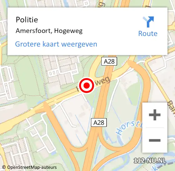 Locatie op kaart van de 112 melding: Politie Amersfoort, Hogeweg op 28 oktober 2020 15:12
