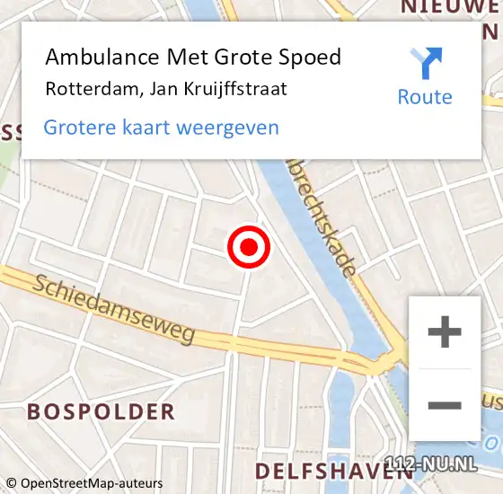 Locatie op kaart van de 112 melding: Ambulance Met Grote Spoed Naar Rotterdam, Jan Kruijffstraat op 28 oktober 2020 15:17
