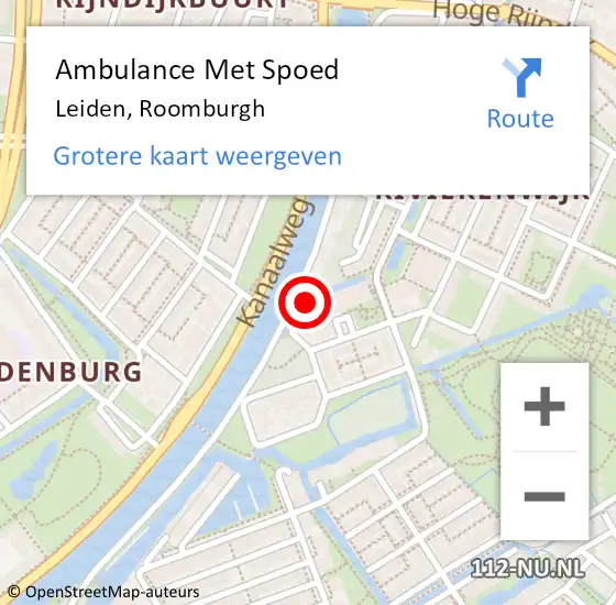 Locatie op kaart van de 112 melding: Ambulance Met Spoed Naar Leiden, Roomburgh op 28 oktober 2020 15:19