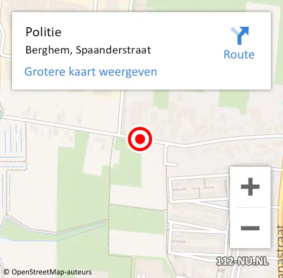 Locatie op kaart van de 112 melding: Politie Berghem, Spaanderstraat op 1 november 2020 15:05