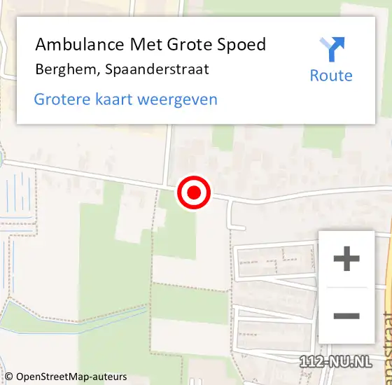 Locatie op kaart van de 112 melding: Ambulance Met Grote Spoed Naar Berghem, Spaanderstraat op 1 november 2020 15:16