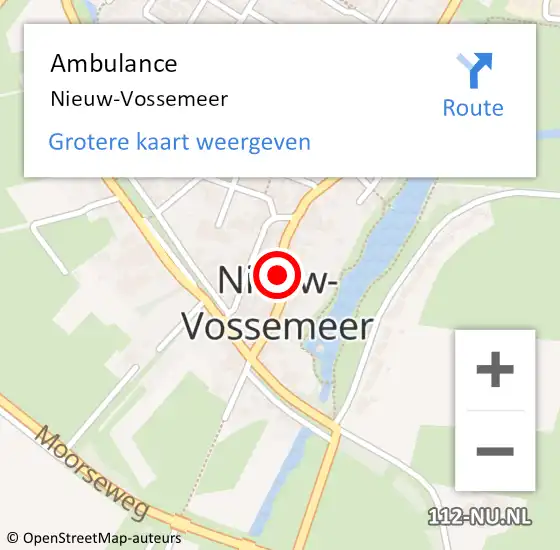 Locatie op kaart van de 112 melding: Ambulance Nieuw-Vossemeer op 2 november 2020 11:41