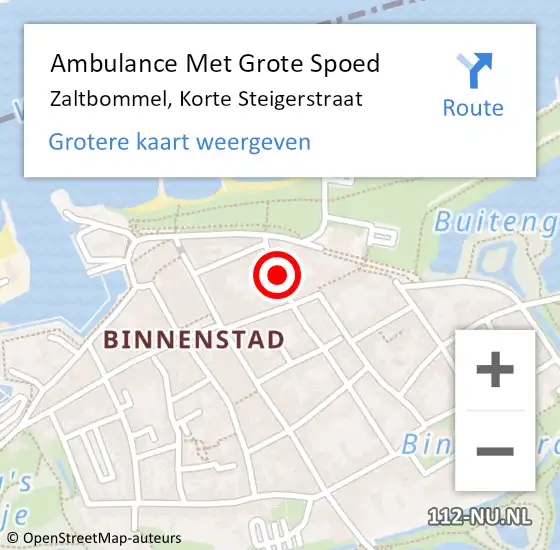 Locatie op kaart van de 112 melding: Ambulance Met Grote Spoed Naar Zaltbommel, Korte Steigerstraat op 3 november 2020 08:57