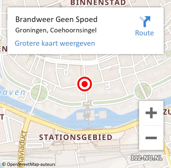 Locatie op kaart van de 112 melding: Brandweer Geen Spoed Naar Groningen, Coehoornsingel op 3 november 2020 16:05