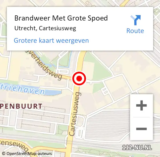 Locatie op kaart van de 112 melding: Brandweer Met Grote Spoed Naar Utrecht, Cartesiusweg op 3 november 2020 19:03