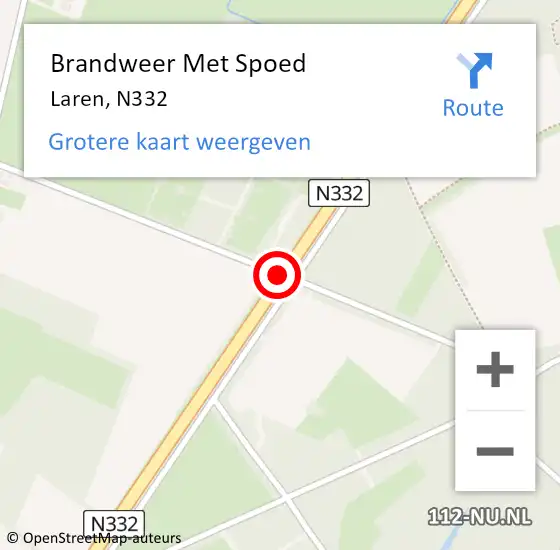 Locatie op kaart van de 112 melding: Brandweer Met Spoed Naar Laren, N332 op 4 november 2020 01:04