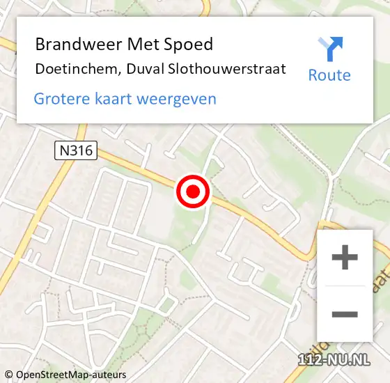 Locatie op kaart van de 112 melding: Brandweer Met Spoed Naar Doetinchem, Duval Slothouwerstraat op 4 november 2020 09:13