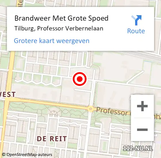 Locatie op kaart van de 112 melding: Brandweer Met Grote Spoed Naar Tilburg, Professor Verbernelaan op 4 november 2020 13:20