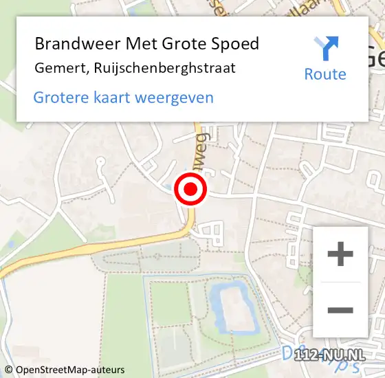Locatie op kaart van de 112 melding: Brandweer Met Grote Spoed Naar Gemert, Ruijschenberghstraat op 4 november 2020 18:01