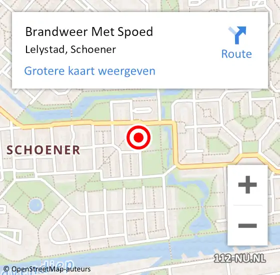 Locatie op kaart van de 112 melding: Brandweer Met Spoed Naar Lelystad, Schoener op 4 november 2020 21:50