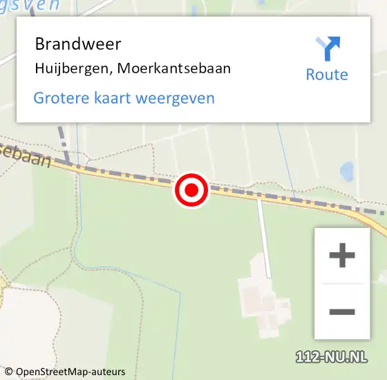 Locatie op kaart van de 112 melding: Brandweer Huijbergen, Moerkantsebaan op 4 november 2020 23:12