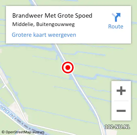 Locatie op kaart van de 112 melding: Brandweer Met Grote Spoed Naar Middelie, Buitengouwweg op 5 november 2020 08:08