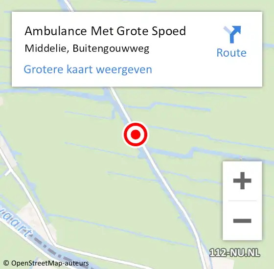 Locatie op kaart van de 112 melding: Ambulance Met Grote Spoed Naar Middelie, Buitengouwweg op 5 november 2020 08:09