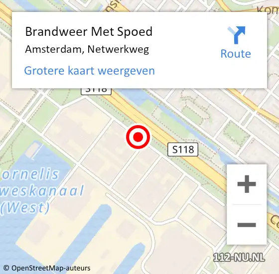 Locatie op kaart van de 112 melding: Brandweer Met Spoed Naar Amsterdam, Netwerkweg op 2 oktober 2013 20:11