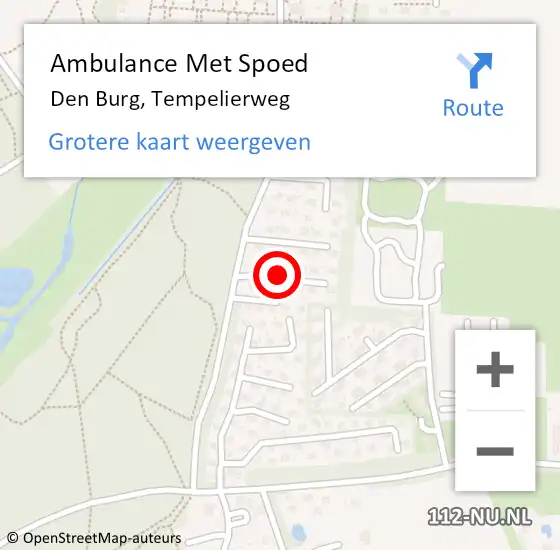 Locatie op kaart van de 112 melding: Ambulance Met Spoed Naar Den Burg, Tempelierweg op 5 november 2020 11:27