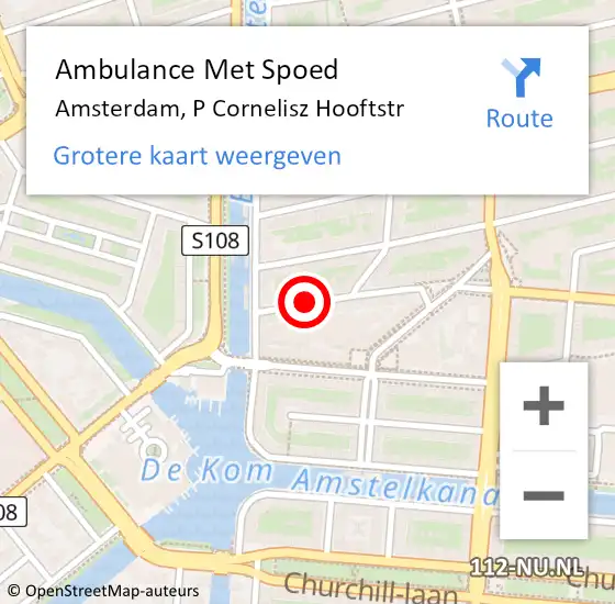 Locatie op kaart van de 112 melding: Ambulance Met Spoed Naar Amsterdam, P Cornelisz Hooftstr op 5 november 2020 13:10