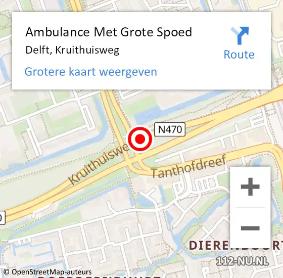 Locatie op kaart van de 112 melding: Ambulance Met Grote Spoed Naar Delft, Kruithuisweg op 5 november 2020 18:45