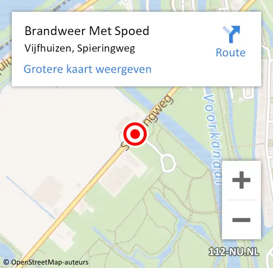 Locatie op kaart van de 112 melding: Brandweer Met Spoed Naar Vijfhuizen, Spieringweg op 5 november 2020 18:58