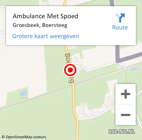 Locatie op kaart van de 112 melding: Ambulance Met Spoed Naar Groesbeek, Boersteeg op 5 november 2020 20:31