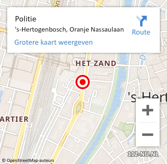Locatie op kaart van de 112 melding: Politie 's-Hertogenbosch, Oranje Nassaulaan op 6 november 2020 15:16