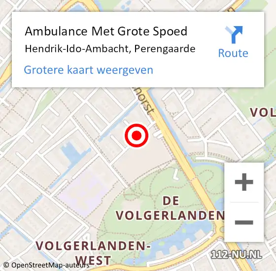 Locatie op kaart van de 112 melding: Ambulance Met Grote Spoed Naar Hendrik-Ido-Ambacht, Perengaarde op 6 november 2020 21:45