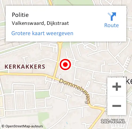 Locatie op kaart van de 112 melding: Politie Valkenswaard, Dijkstraat op 6 november 2020 21:54