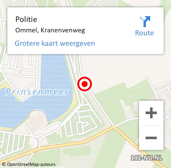 Locatie op kaart van de 112 melding: Politie Ommel, Kranenvenweg op 7 november 2020 03:14