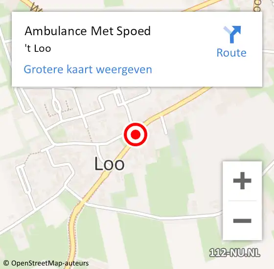 Locatie op kaart van de 112 melding: Ambulance Met Spoed Naar 't Loo op 7 november 2020 08:30