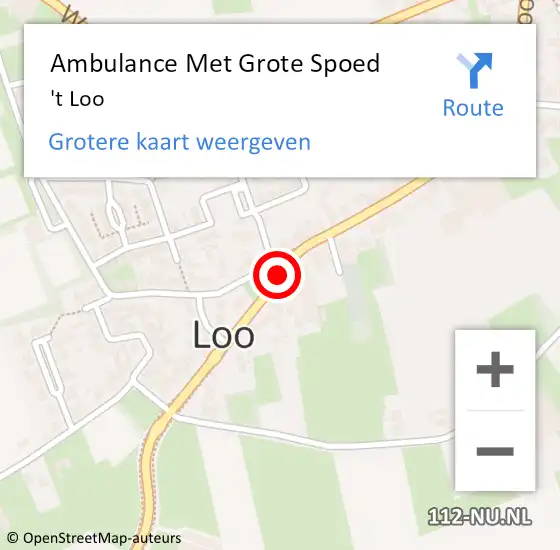 Locatie op kaart van de 112 melding: Ambulance Met Grote Spoed Naar 't Loo op 7 november 2020 14:41