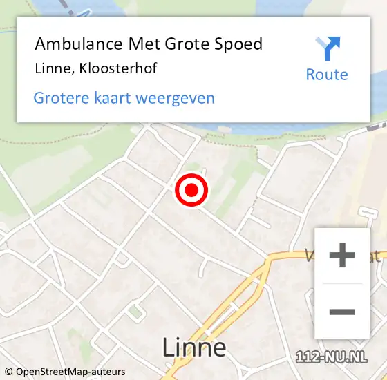 Locatie op kaart van de 112 melding: Ambulance Met Grote Spoed Naar Linne, Kloosterhof op 7 november 2020 15:37