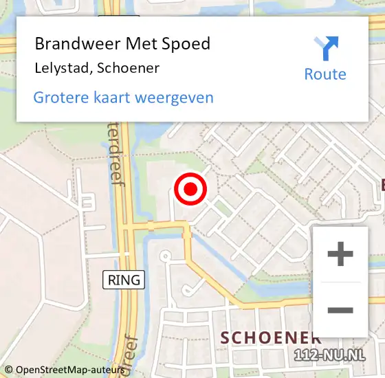 Locatie op kaart van de 112 melding: Brandweer Met Spoed Naar Lelystad, Schoener op 7 november 2020 18:45