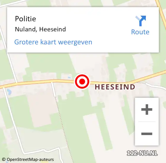 Locatie op kaart van de 112 melding: Politie Nuland, Heeseind op 8 november 2020 10:49
