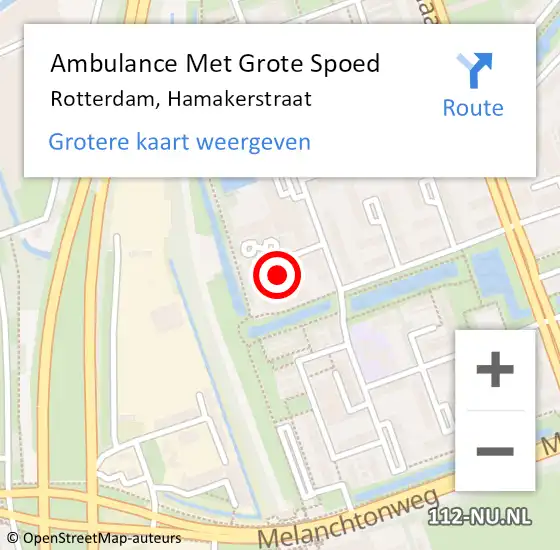 Locatie op kaart van de 112 melding: Ambulance Met Grote Spoed Naar Rotterdam, Hamakerstraat op 8 november 2020 12:49