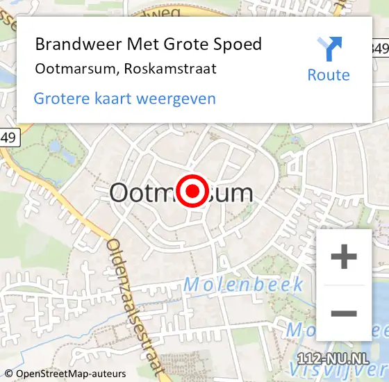 Locatie op kaart van de 112 melding: Brandweer Met Grote Spoed Naar Ootmarsum, Roskamstraat op 8 november 2020 14:24