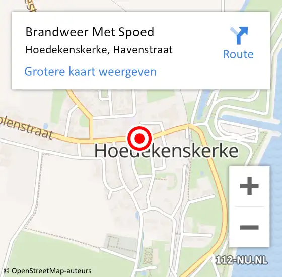Locatie op kaart van de 112 melding: Brandweer Met Spoed Naar Hoedekenskerke, Havenstraat op 8 november 2020 15:57