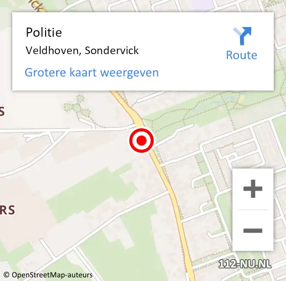 Locatie op kaart van de 112 melding: Politie Veldhoven, Sondervick op 9 november 2020 08:14