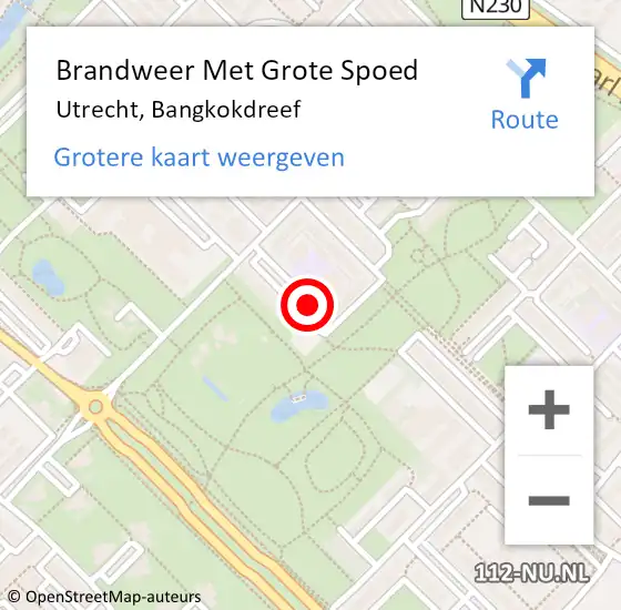 Locatie op kaart van de 112 melding: Brandweer Met Grote Spoed Naar Utrecht, Bangkokdreef op 9 november 2020 08:16