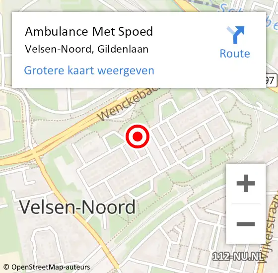 Locatie op kaart van de 112 melding: Ambulance Met Spoed Naar Velsen-Noord, Gildenlaan op 9 november 2020 15:44