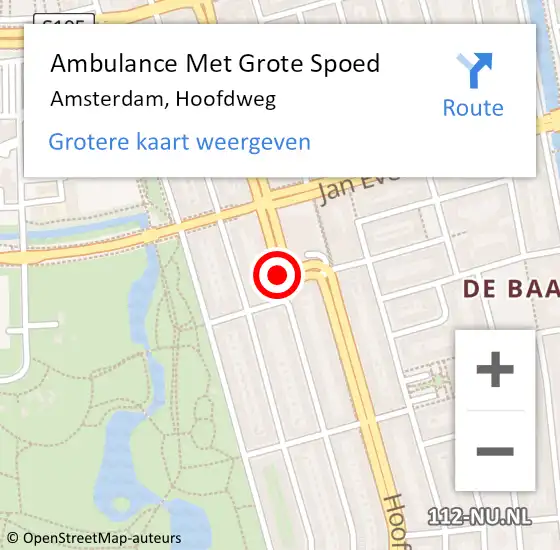 Locatie op kaart van de 112 melding: Ambulance Met Grote Spoed Naar Amsterdam, Hoofdweg op 9 november 2020 21:11