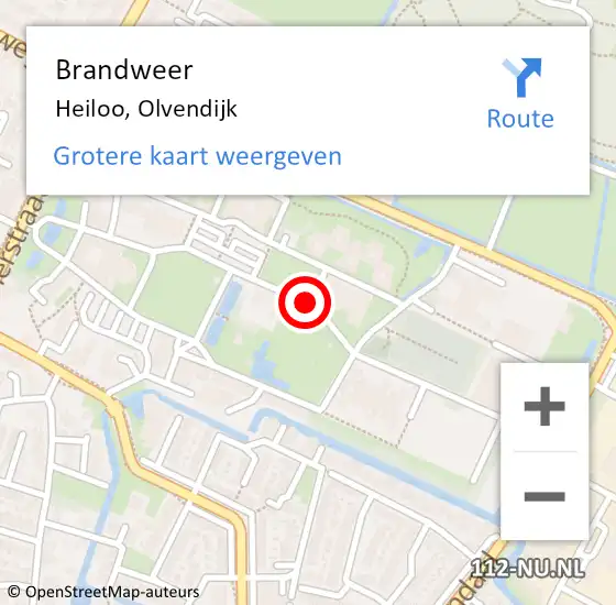 Locatie op kaart van de 112 melding: Brandweer Heiloo, Olvendijk op 10 november 2020 04:25