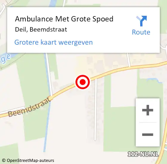 Locatie op kaart van de 112 melding: Ambulance Met Grote Spoed Naar Deil, Beemdstraat op 10 november 2020 12:57