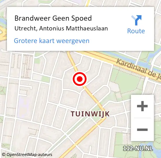 Locatie op kaart van de 112 melding: Brandweer Geen Spoed Naar Utrecht, Antonius Matthaeuslaan op 11 november 2020 04:47