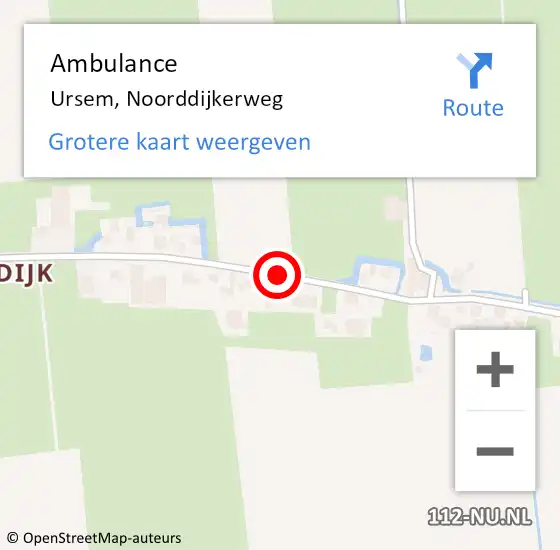 Locatie op kaart van de 112 melding: Ambulance Ursem, Noorddijkerweg op 11 november 2020 15:16