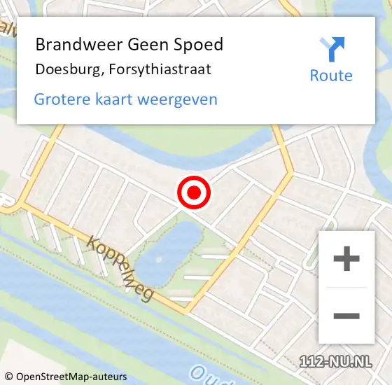Locatie op kaart van de 112 melding: Brandweer Geen Spoed Naar Doesburg, Forsythiastraat op 11 november 2020 15:30