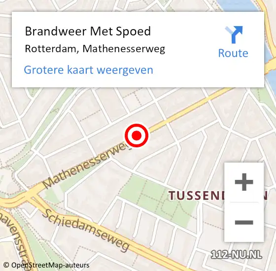 Locatie op kaart van de 112 melding: Brandweer Met Spoed Naar Rotterdam, Mathenesserweg op 11 november 2020 16:01
