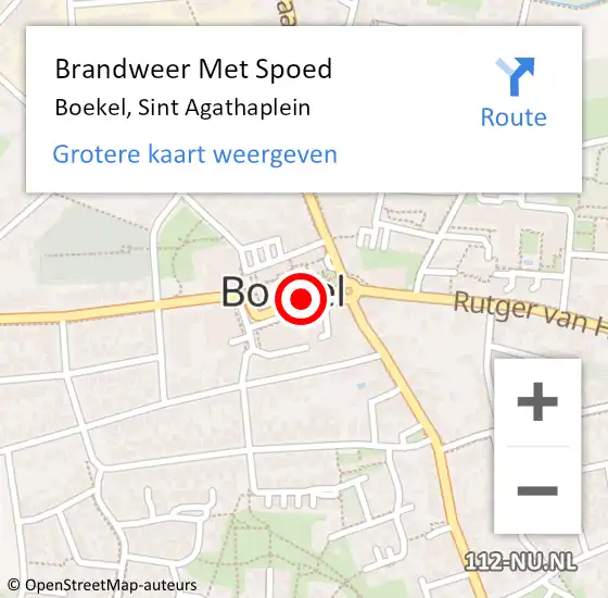 Locatie op kaart van de 112 melding: Brandweer Met Spoed Naar Boekel, Sint Agathaplein op 11 november 2020 17:41