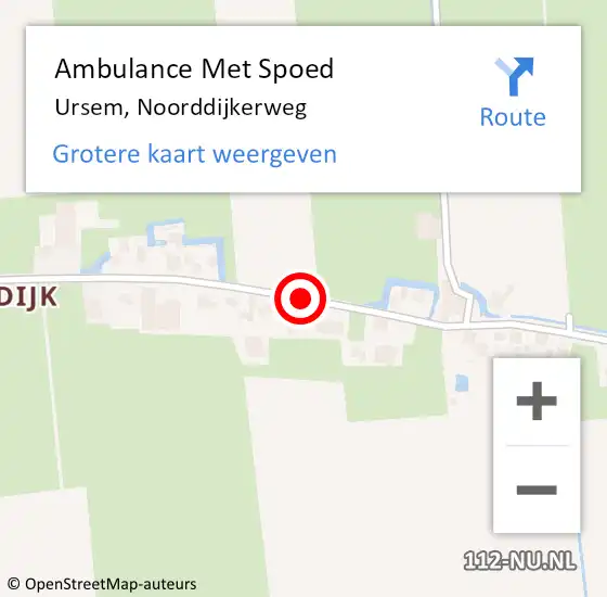Locatie op kaart van de 112 melding: Ambulance Met Spoed Naar Ursem, Noorddijkerweg op 11 november 2020 17:58
