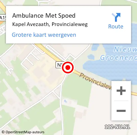Locatie op kaart van de 112 melding: Ambulance Met Spoed Naar Kapel Avezaath, Provincialeweg op 11 november 2020 18:30