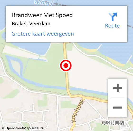 Locatie op kaart van de 112 melding: Brandweer Met Spoed Naar Brakel, Veerdam op 12 november 2020 04:33